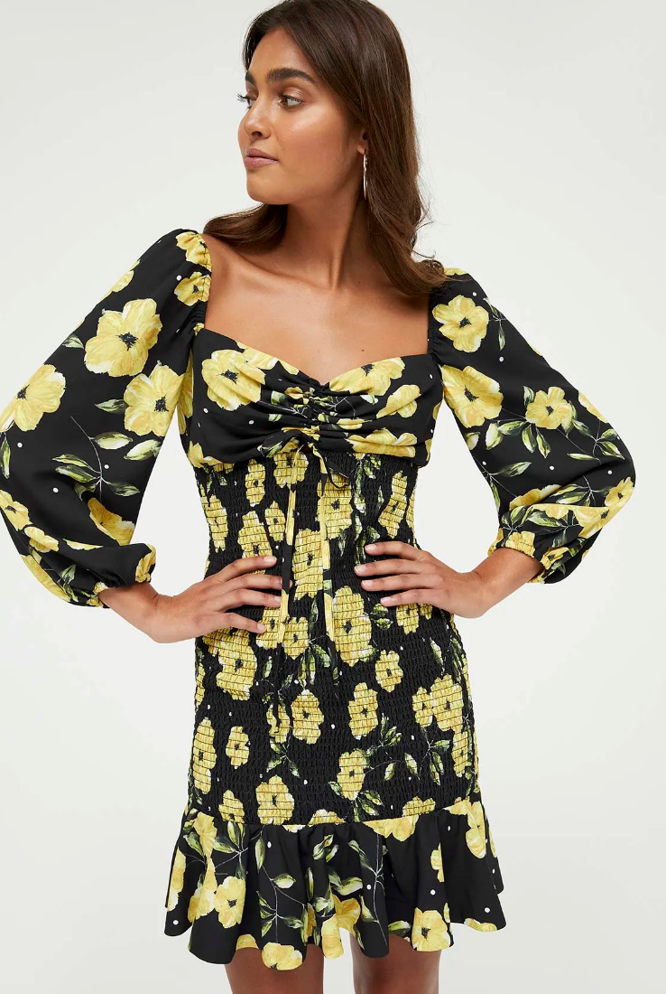 Sheike yellow floral dress best sale