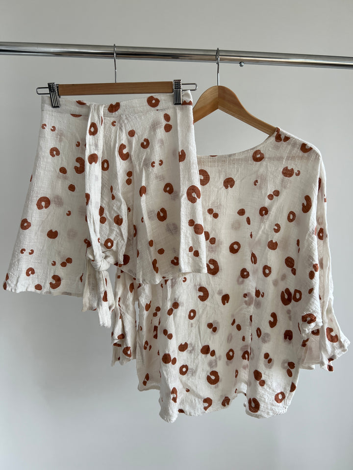 Zulu & Zephyr 100% Cotton Cream Circle Print Set - Size S