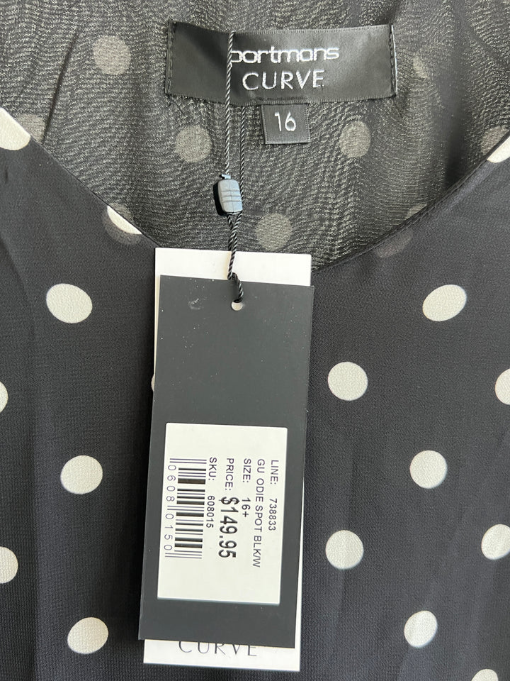 Portmans Black Polka Dot Dress - 16+