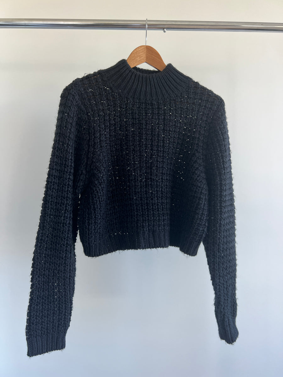 Sheike Black Crop Sweater - XL