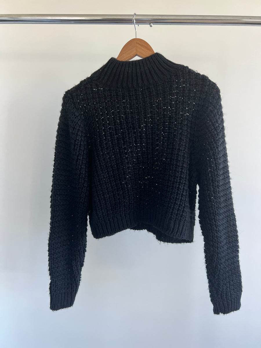 Sheike Black Crop Sweater - XL