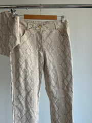 JGR & STN Beige Grey Snake Print Pants And Corset Set - AU 12