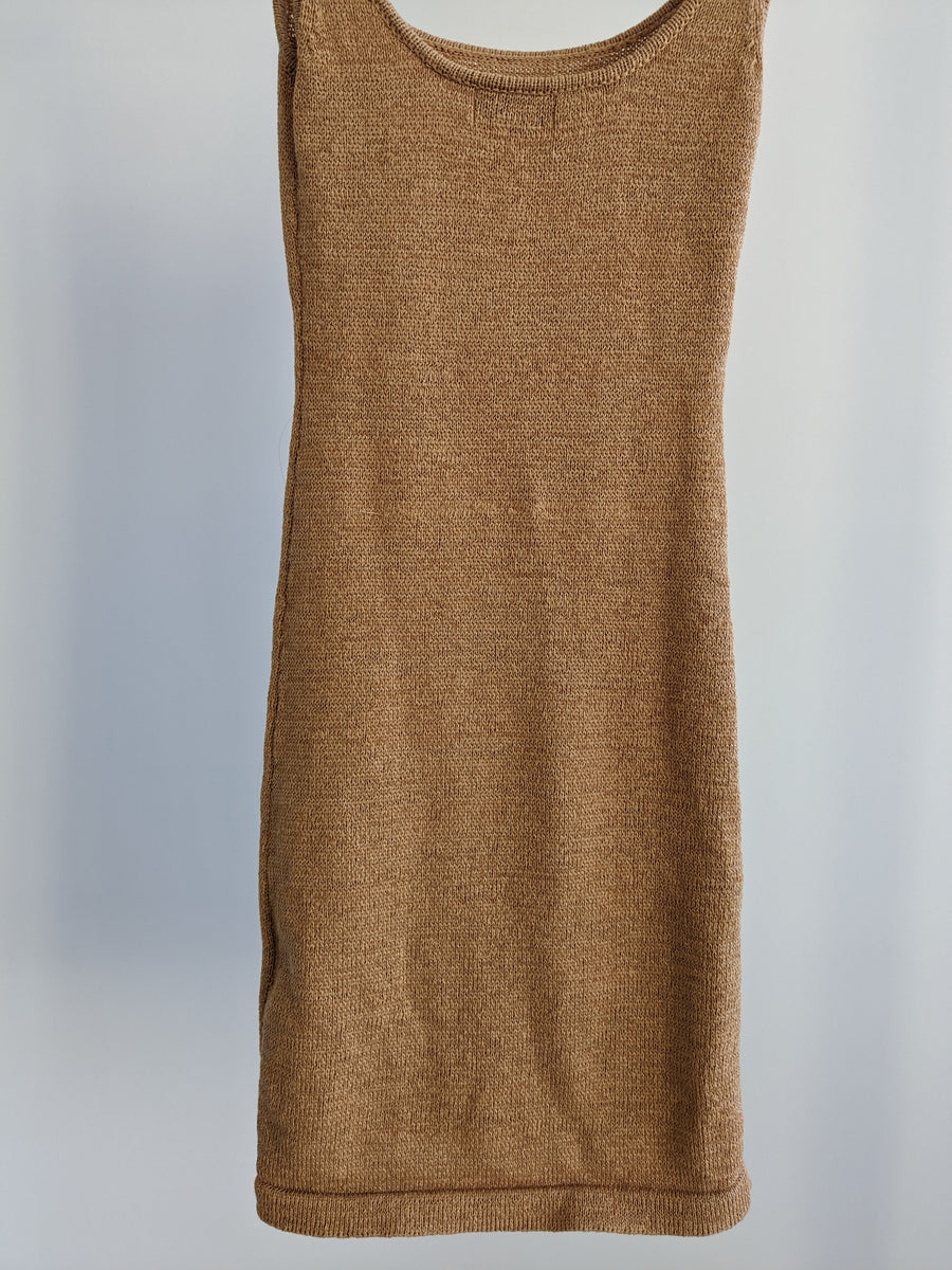 HENNE Brown Freya Knit Mini Dress - AU 6