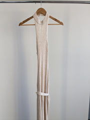 Michael Costello x REVOLVE Cream Sleeveless Ribbed Knit Maxi Dress - XS