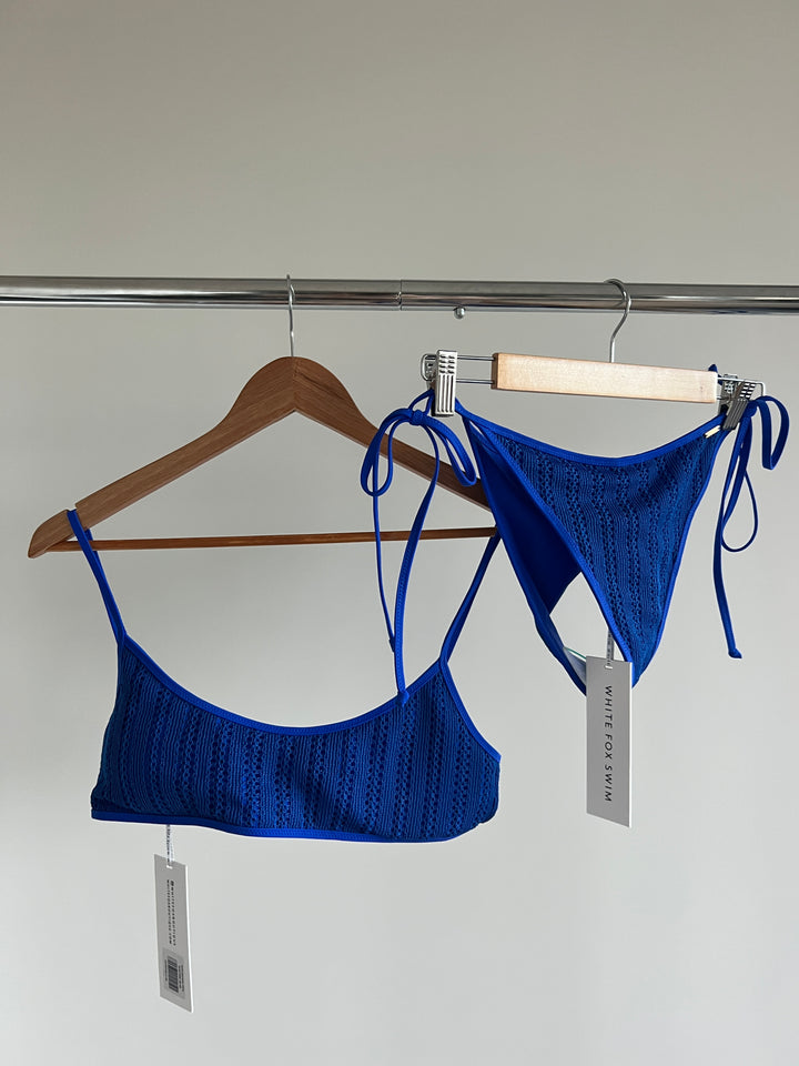 White Fox Electric Blue Island Daze Crochet Bikini Top And Bottoms (XL)