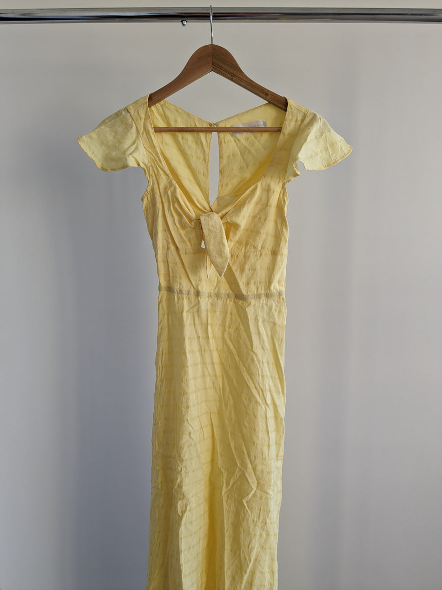 Johansen Light Yellow Tied-Front Maxi Dress - XS