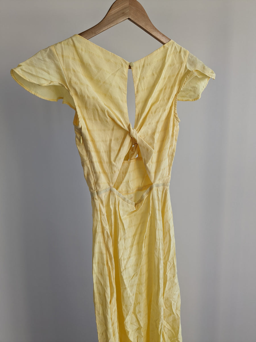 Johansen Light Yellow Tied-Front Maxi Dress - XS