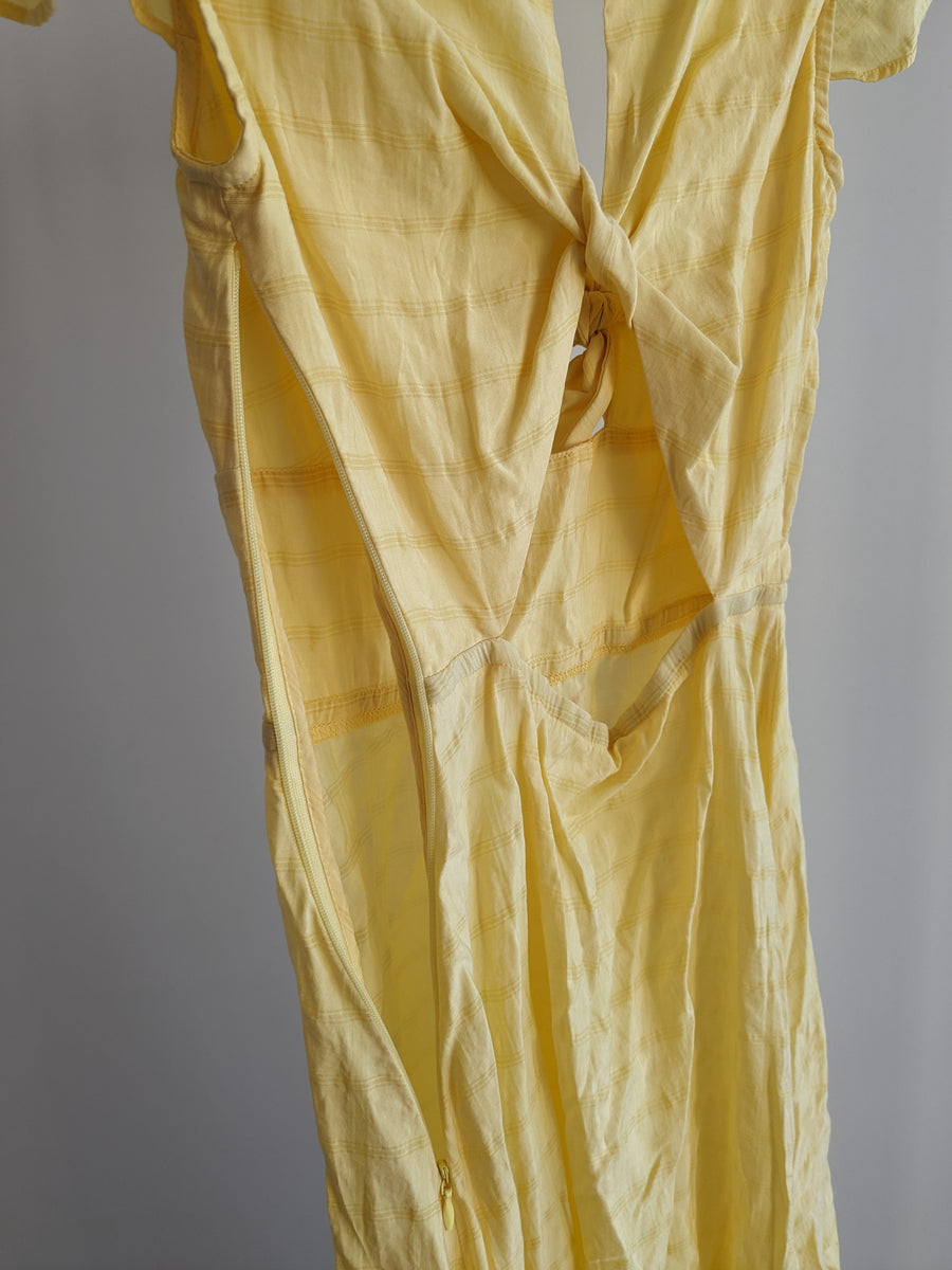 Johansen Light Yellow Tied-Front Maxi Dress - XS