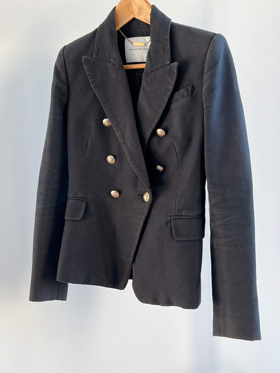 Camilla and Marc Faded Black European Till Blazer with Golden Buttons - AU 6