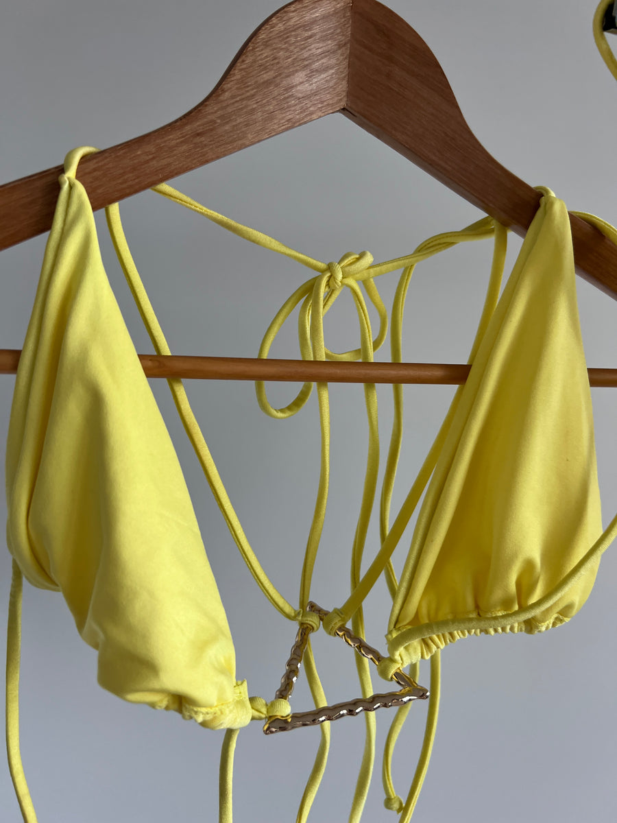 Meshki Bright Yellow Swim Top And Bottoms (XXL)