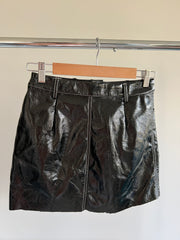 Meshki Black Vinyl Mini Skirt - S