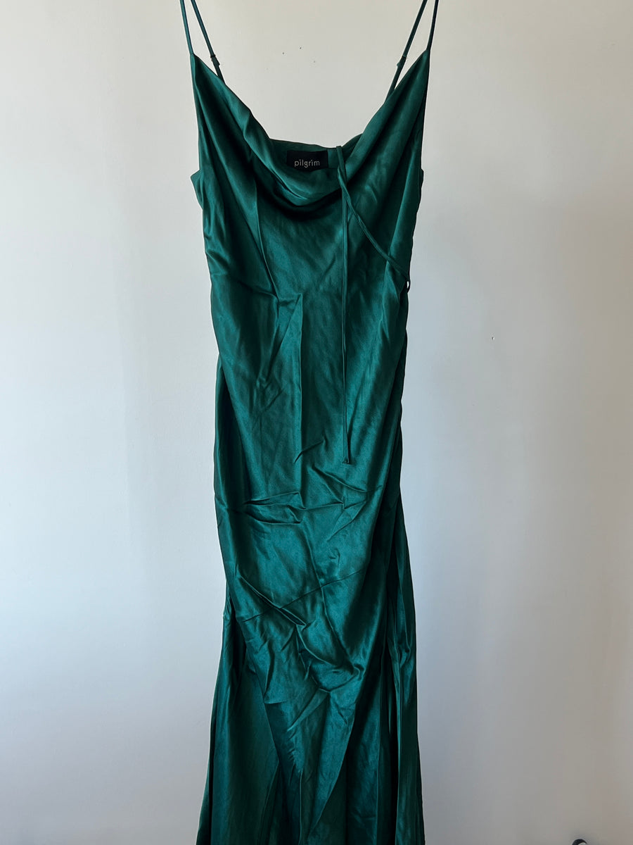 Pilgrim Emerald Green Silky Maxi Dress - AU 14