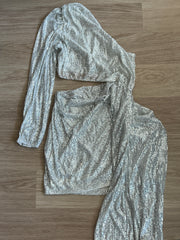 Showpo Silver Sequin Mini Dress - AU 16