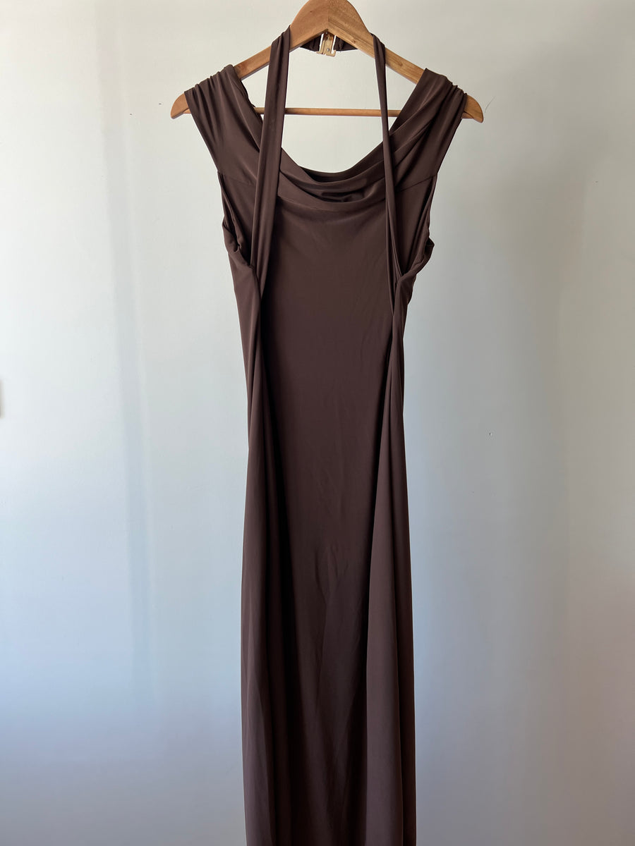 Club London Brown Maxi Dress - AU 14