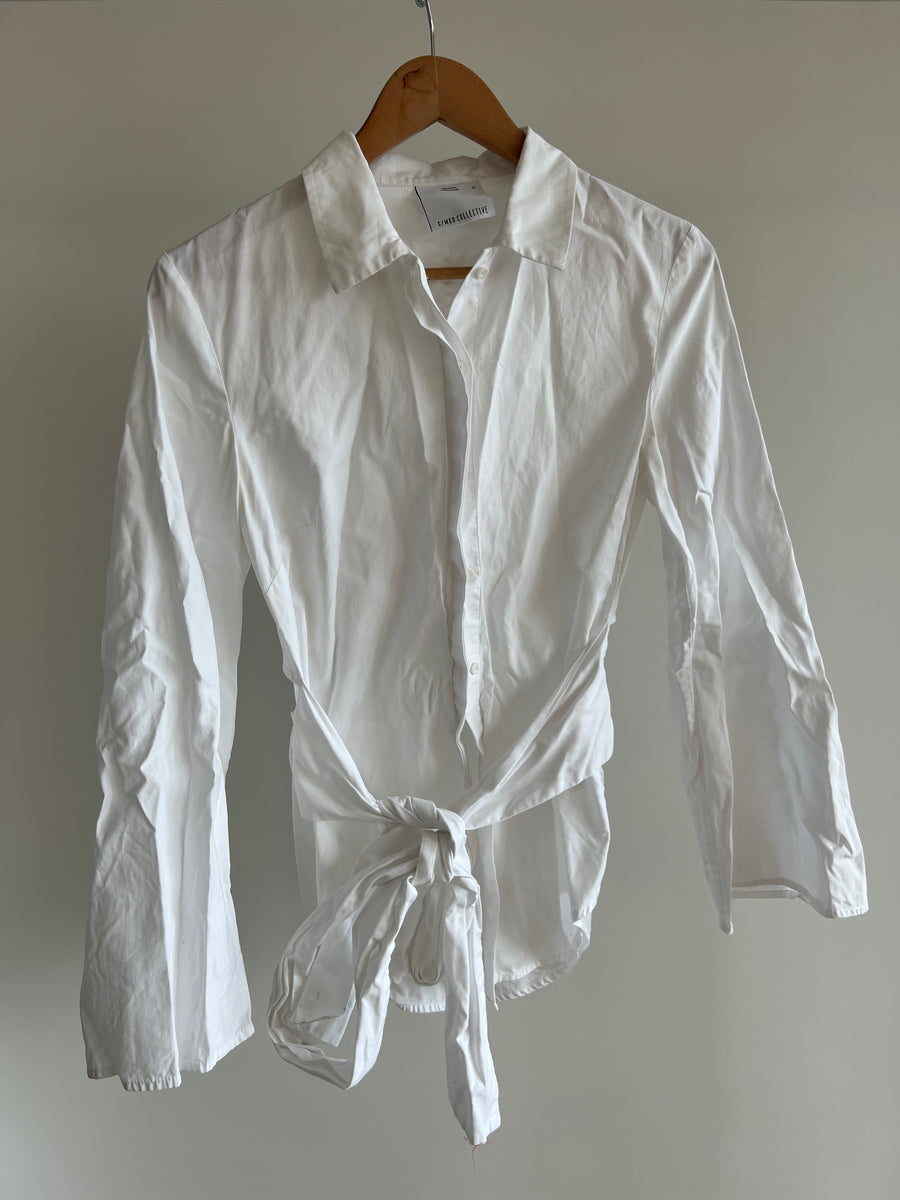 C/MEO Collective White Long Sleeve Shirt Dress - XS