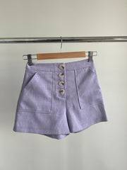 Miss Selfridge Petite tailored shorts with button detail in lilac - UK 4