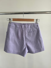 Miss Selfridge Petite tailored shorts with button detail in lilac - UK 4