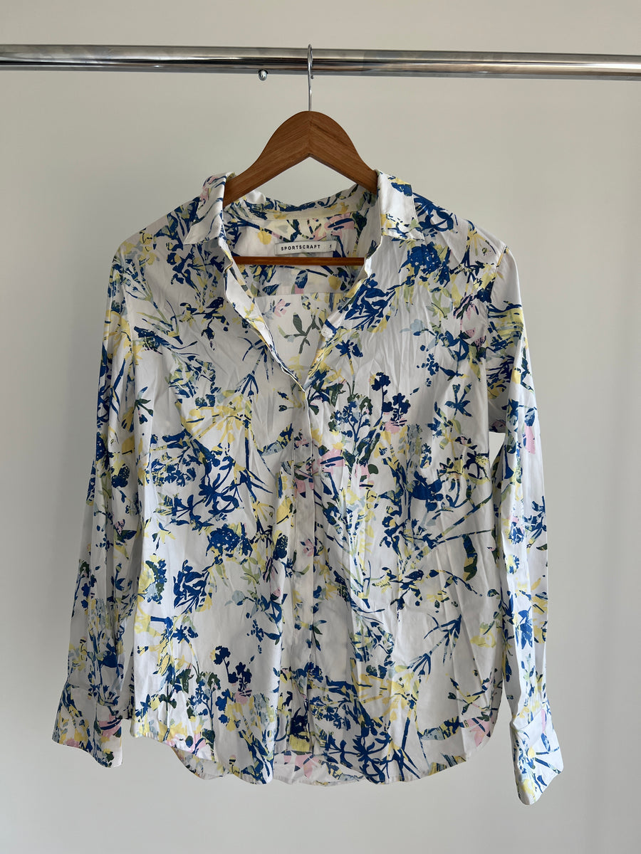 Sportscraft White/Blue Floral Shirt - AU 14