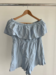 Cotton On Chambray Woven Marley Off The Shoulder Playsuit - L