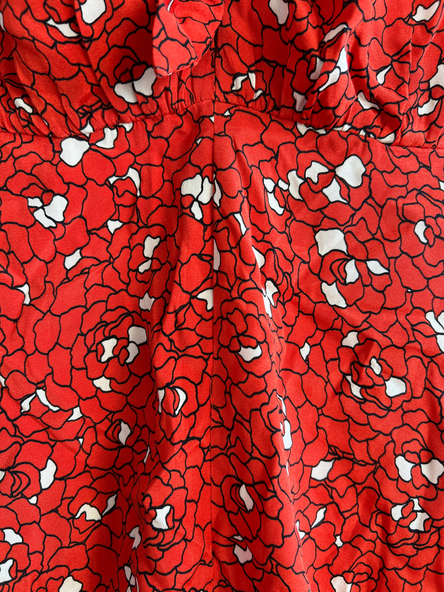 Kookai Red Floral Allegra Playsuit - 36