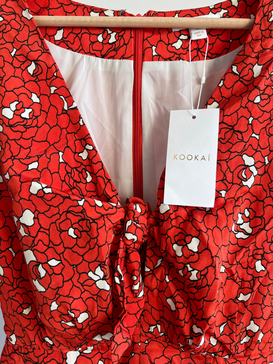 Kookai Red Floral Allegra Playsuit - 36