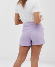 Miss Selfridge Petite tailored shorts with button detail in lilac - UK 4