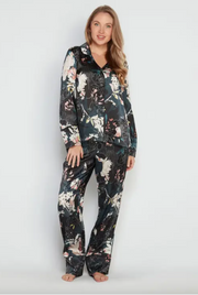 Pleasure State 100% Silk Dark Botanical Print Pyjamas - XL