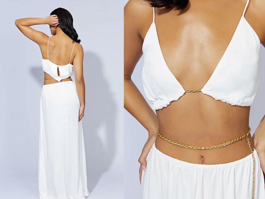 Meshki White Colette Chain Maxi Dress - XS