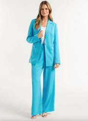 Forever New Turquoise Jayda SB Blazer and High Waisted Wide Leg Pants Blazer Set - AU 10