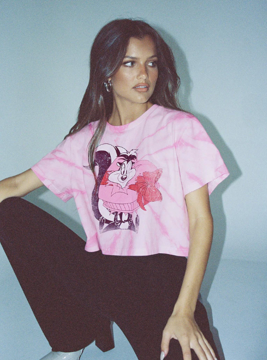 Princess Polly looney tunes pink crop tee - XS