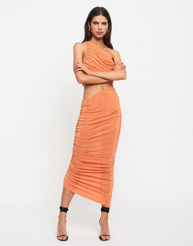 Lioness Orange Crop Top and Midi Skirt Goddess Set - XXL