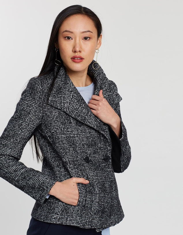 SABA Grey Plaid Tweed 50% Wool Blazer (AU 6)