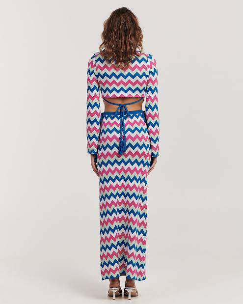 Charlie Holiday Pink Blue Candice Maxi Skirt - M