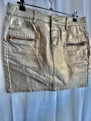 Country Road golden metallic denim look mini skirt - AU 6